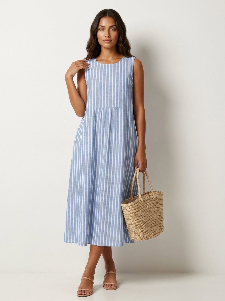 Mouwloze Midi Jurk - Luchtige Zomerse Print