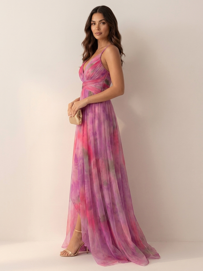 Maxi Jurk met Watercolor Print - Elegante Zomerse Look