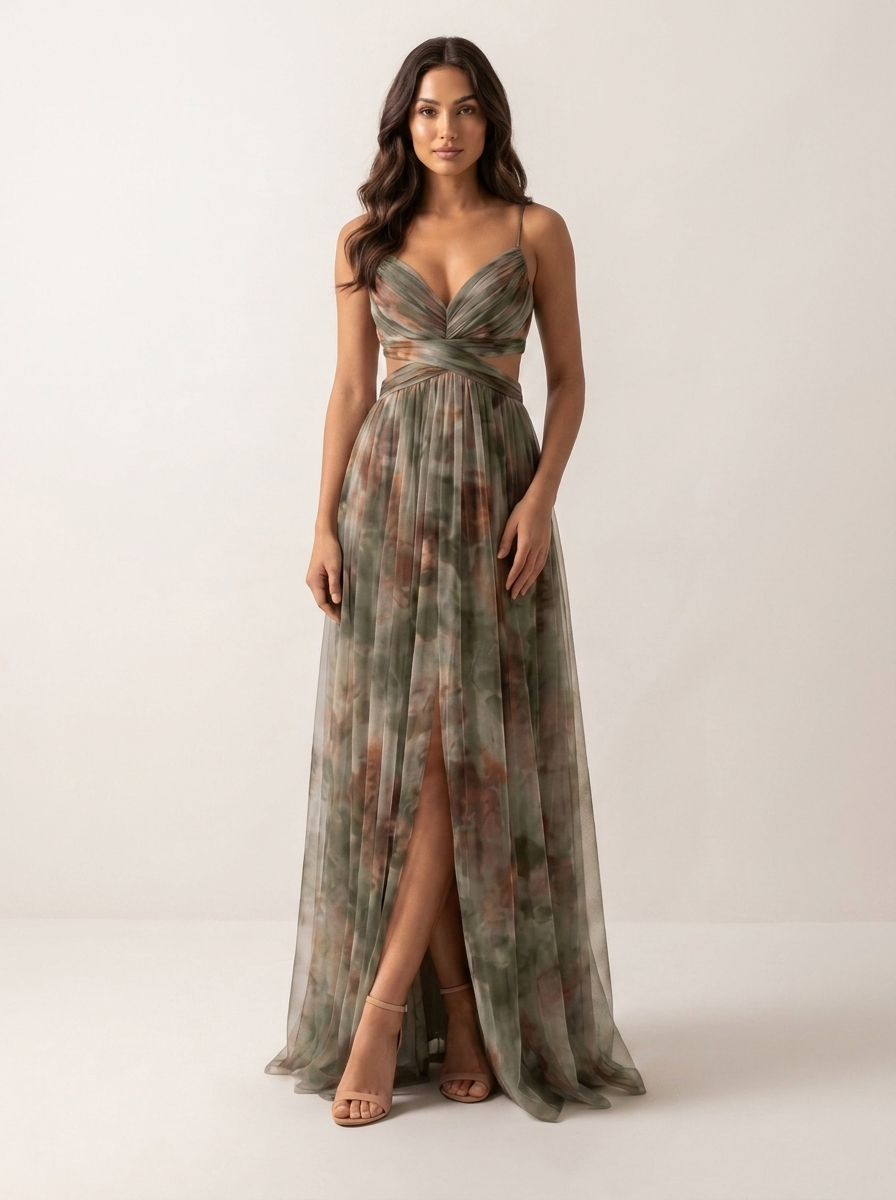 Maxi Jurk met Watercolor Print - Elegante Zomerse Look