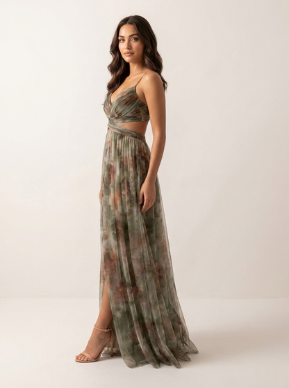 Maxi Jurk met Watercolor Print - Elegante Zomerse Look