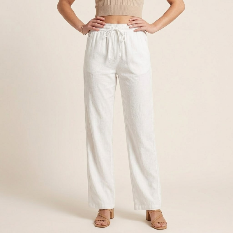 Faye – Linnen Broek Dames Zomer Damesbroek Wijde Pijpen Luchtige Broek