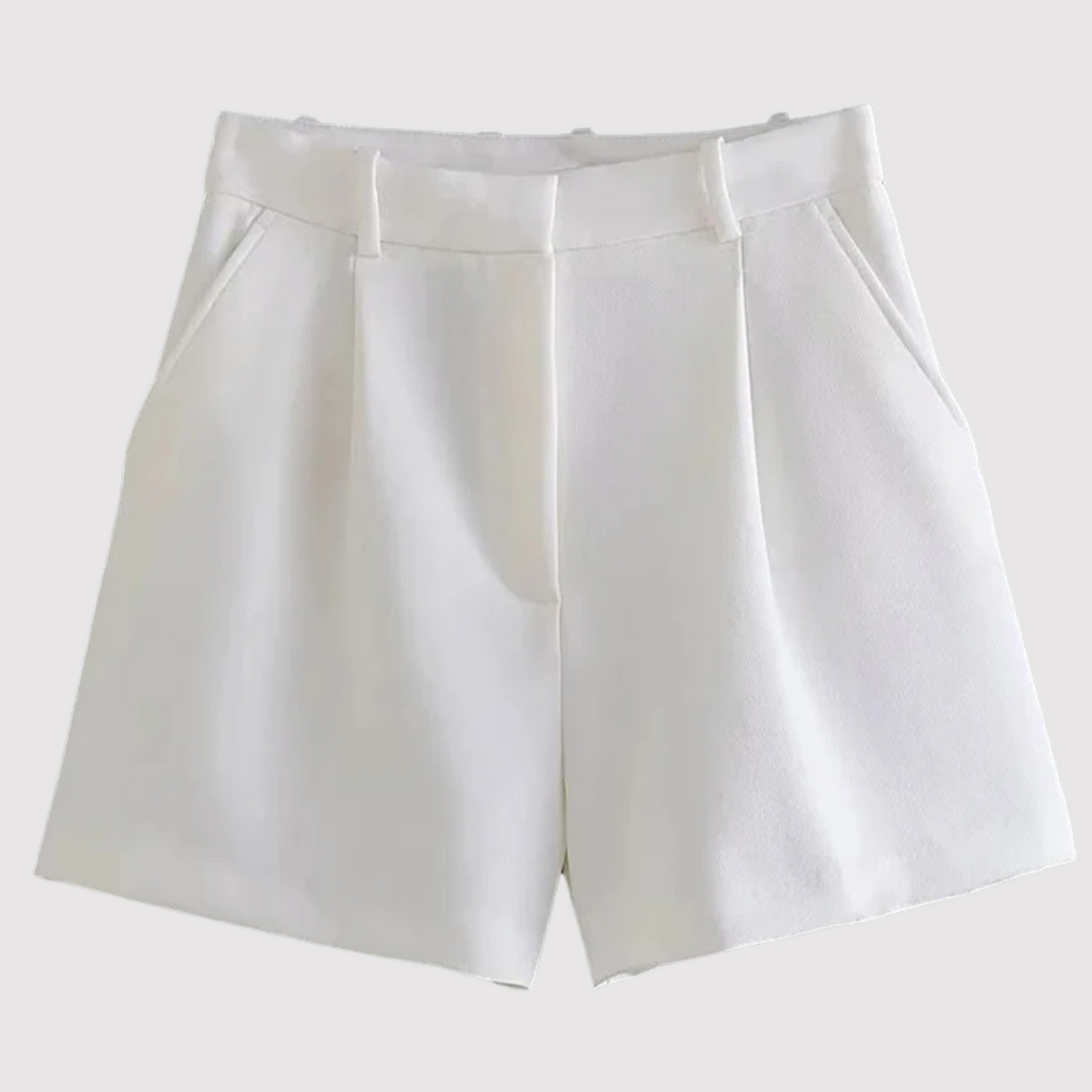 Dames Shorts met Hoge Taille - Geplooid met Riemlussen