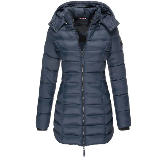 Elva – Warme Damesjas Met Capuchon Warm Lang Winterjas