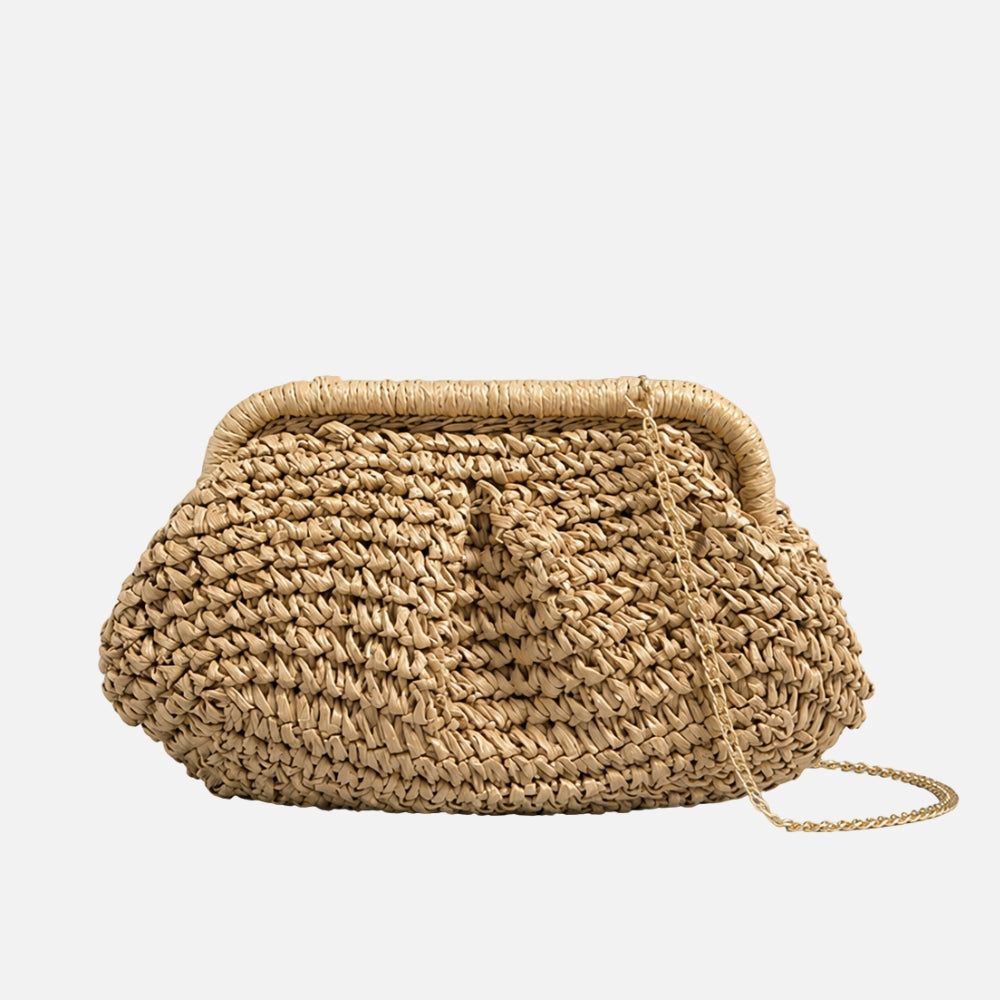 Gevlochten Clutch - Compacte Tas met Kettingband