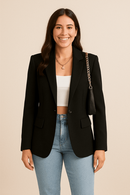 Dames Blazer Getailleerd – Elegante Blazer Dames Klassiek Revers Casual & Zakelijk