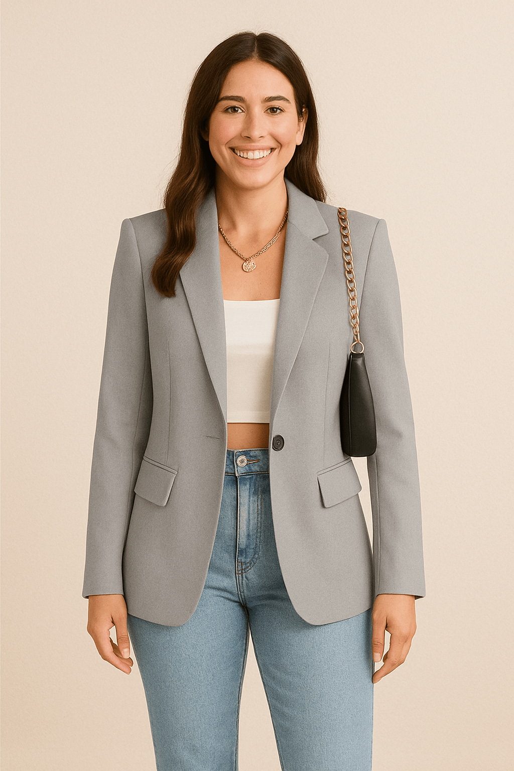 Dames Blazer Getailleerd – Elegante Blazer Dames Klassiek Revers Casual & Zakelijk