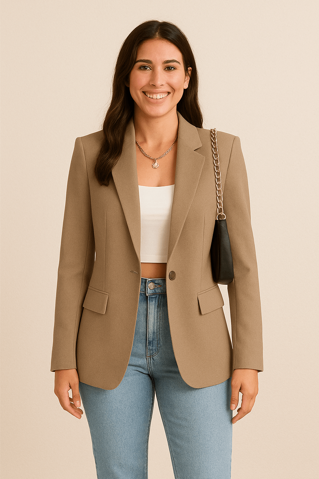 Dames Blazer Getailleerd – Elegante Blazer Dames Klassiek Revers Casual & Zakelijk