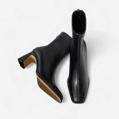 Dames Enkellaarsjes Winter – Vintage Square Toe Laarsjes Dikke Hak Warm Comfort