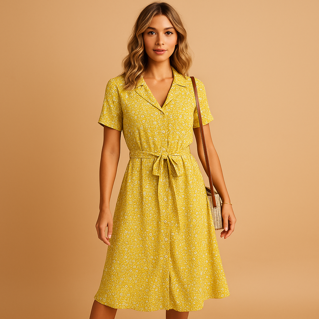 Lina jurk dames – midi-jurk met bloemenprint en zomerse charme