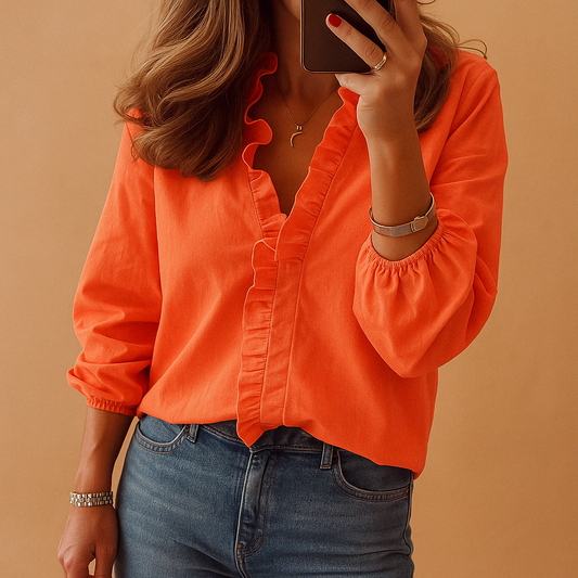 Sophie blouse dames – elegante blouse met ruches en verfijnde uitstraling