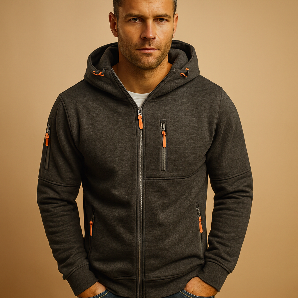 Heren Hoodie Met Rits – Comfortabele Zip Hoodie Heren Warm Casual Sport
