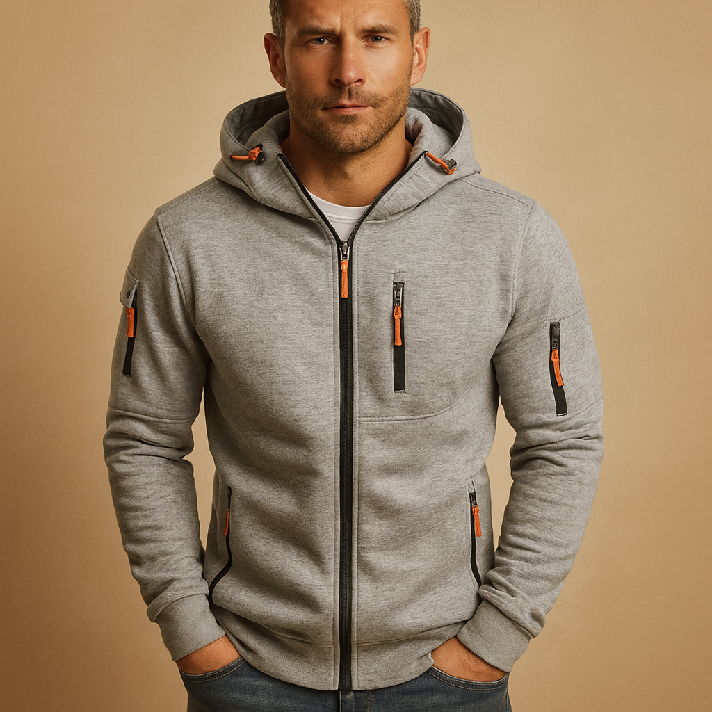 Heren Hoodie Met Rits – Comfortabele Zip Hoodie Heren Warm Casual Sport