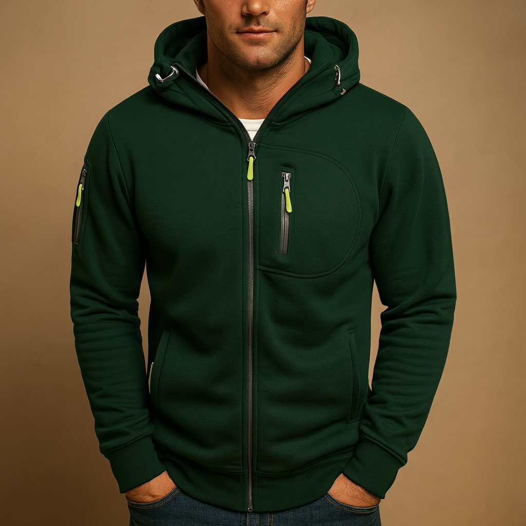 Heren Hoodie Met Rits – Comfortabele Zip Hoodie Heren Warm Casual Sport