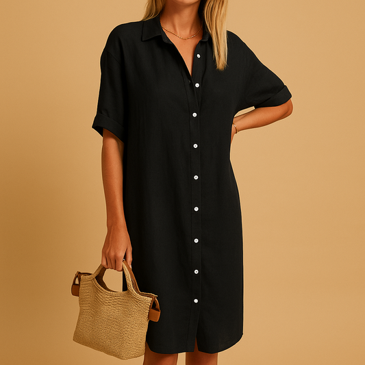 Inès jurk dames – lange overhemdjurk met luchtige pasvorm en tijdloze look