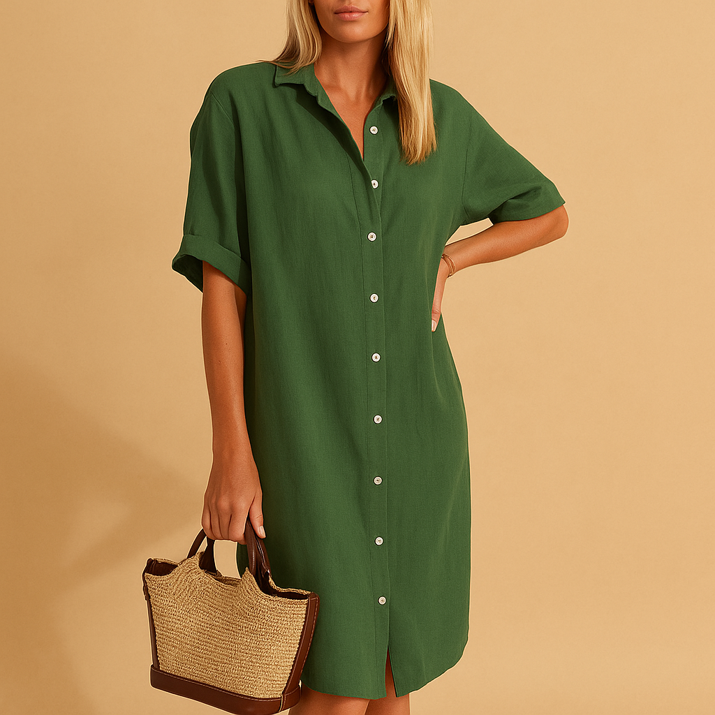 Inès jurk dames – lange overhemdjurk met luchtige pasvorm en tijdloze look