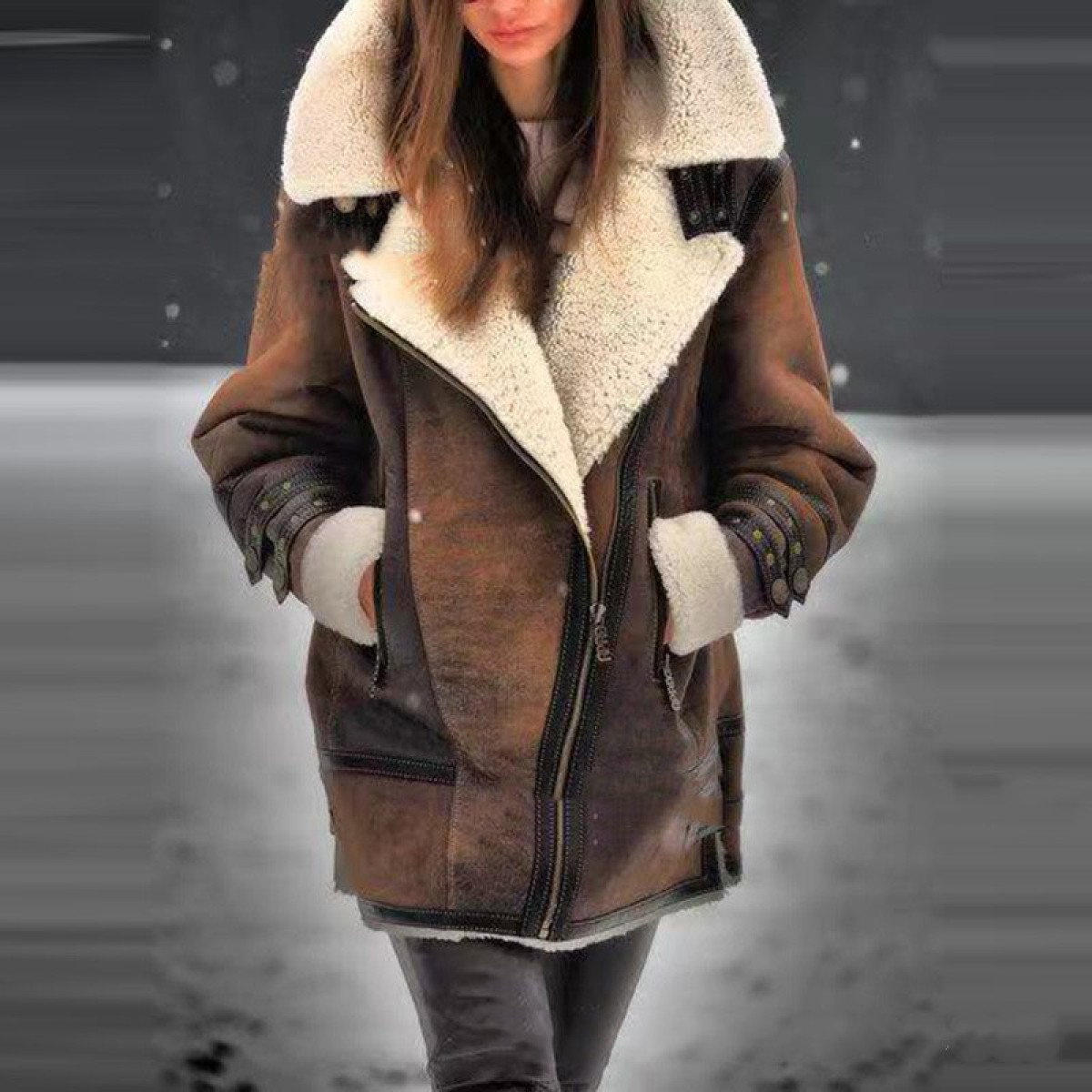 Levana – Dames Aviator Winterjas Leren Look