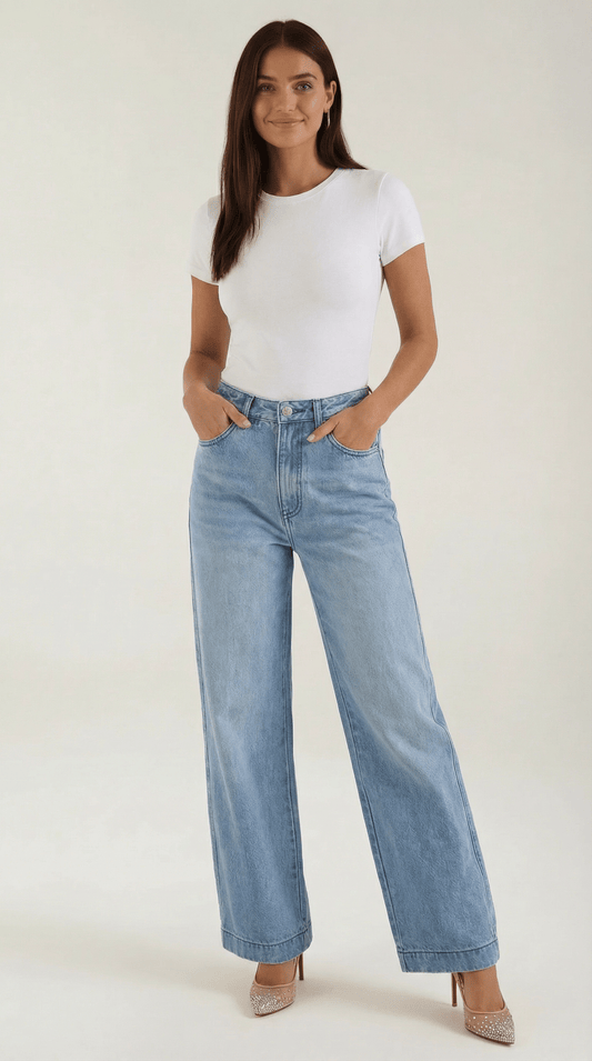 Dames Wide Leg Jeans – Hoge Taille Denim