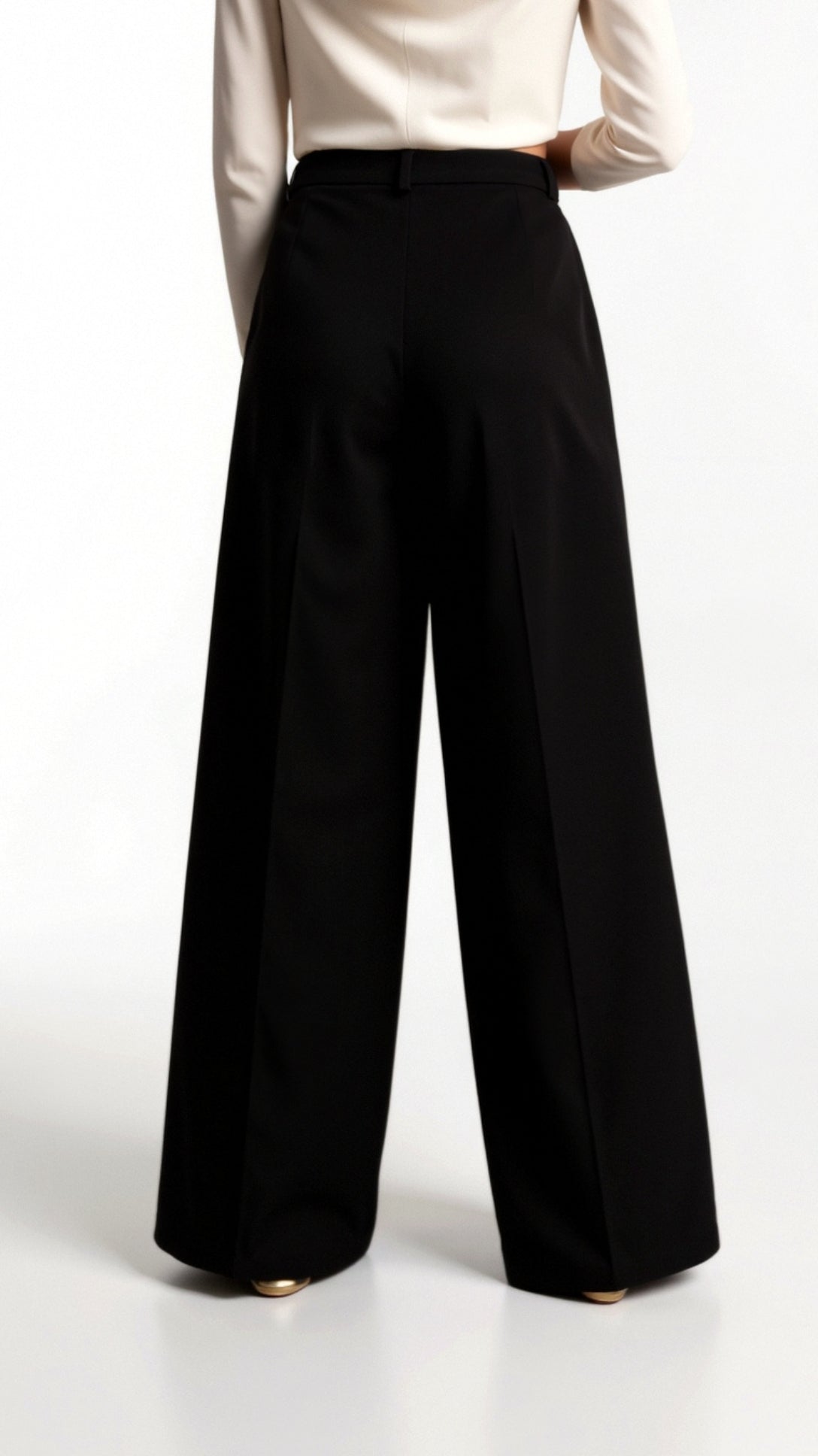 Dames Wide-Leg Pantalon – Hoge Taille Met Plooien en Zijzakken