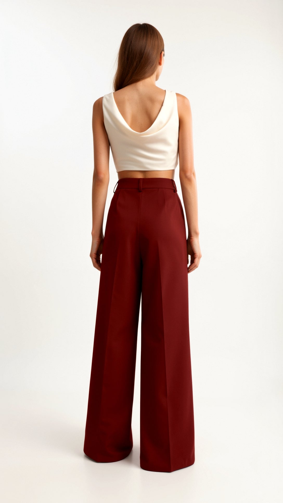 Dames Wide-Leg Pantalon – Hoge Taille Met Plooien en Zijzakken