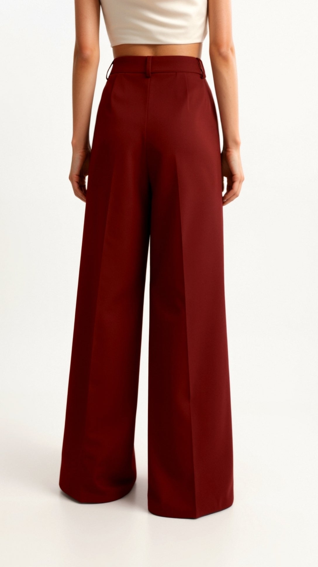 Dames Wide-Leg Pantalon – Hoge Taille Met Plooien en Zijzakken