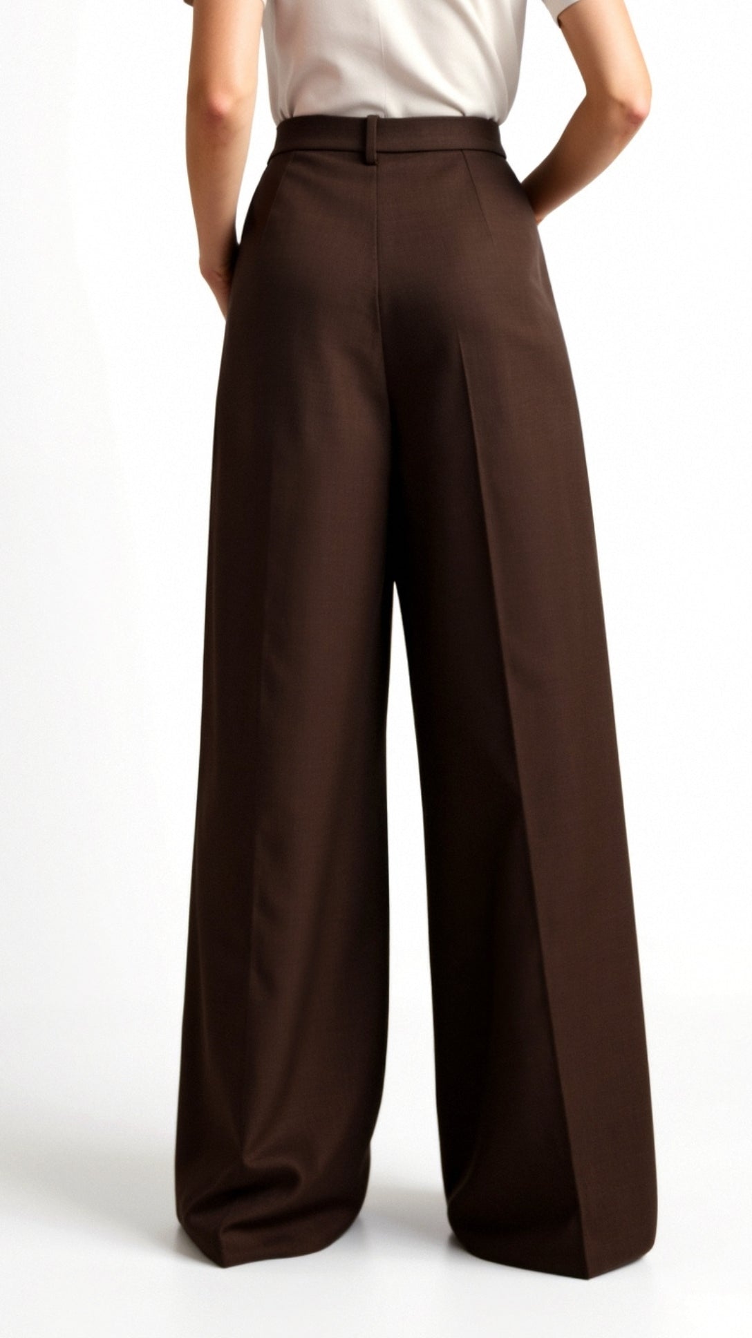 Dames Wide-Leg Pantalon – Hoge Taille Met Plooien en Zijzakken