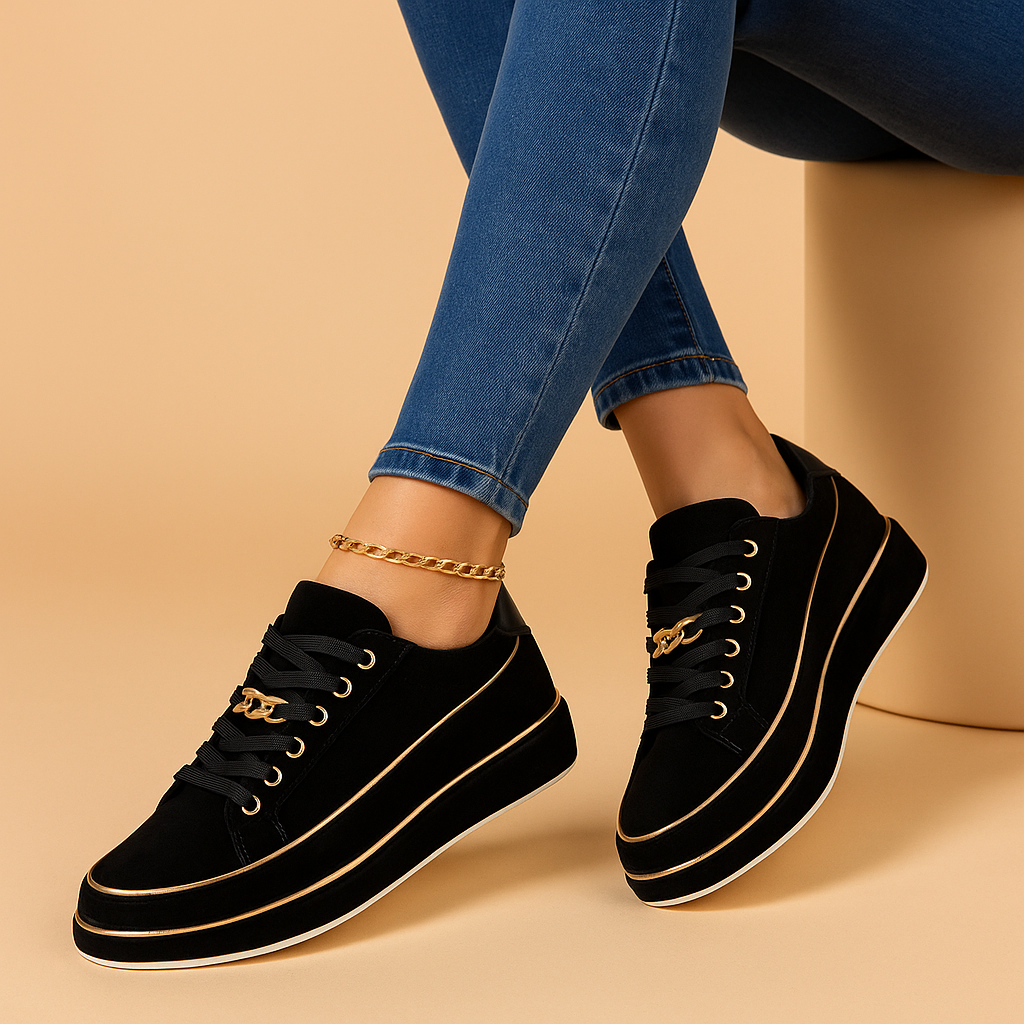 Liva Sneakers – Tijdloze elegantie met een gouden randje