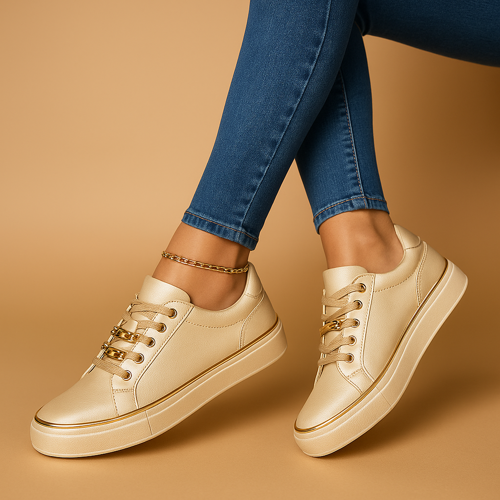 Liva Sneakers – Tijdloze elegantie met een gouden randje